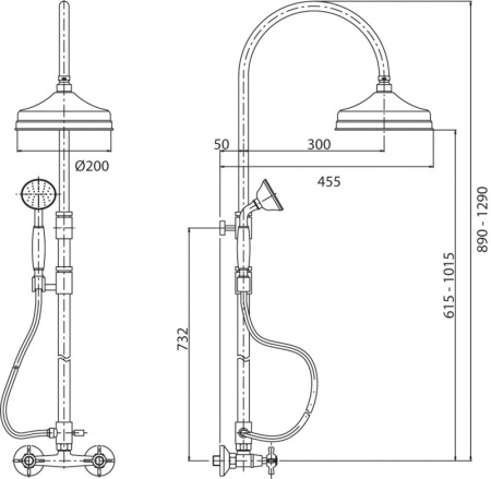  Душевая колонна со смесителем, верхним и ручным душем Cezares LORD-CD-30-01-M