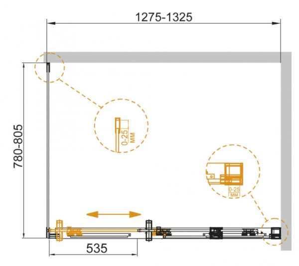 Душевой уголок CEZARES DUET-SOFT-AH-1 DUET SOFT-AH-1-140/100-C-Cr
