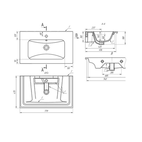 раковина Эйфория-80 (779х475х188)