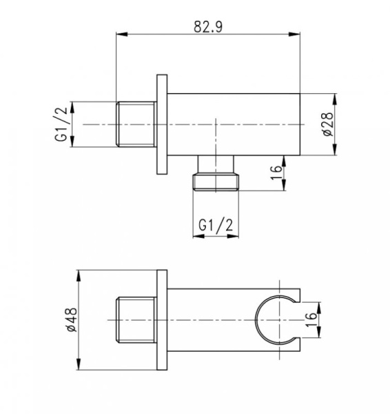 Штуцер с держателем ручного душа CEZARES CZR-AI12-01 Штуцер с держателем ручного душа CEZARES CZR-AI12-01
