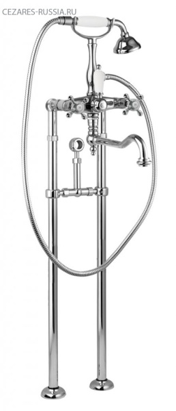 Напольный смеситель для ванны с поворотным изливом,ручным душем и кронштейном для слива-перелива Cez