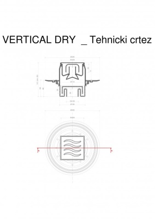 Точечный трап 100х100 мм Confluo Standard Dry 1,с сухим затвором, металл с перфорацией Tide (Волна),