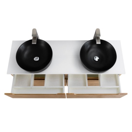 Столешница из МДФ с двумя отверстиями под раковину и с двумя отверстиями под смеситель, 1404x462x19 