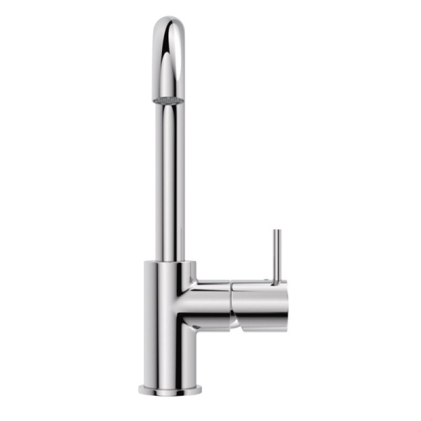 Смеситель для раковины однорычажный c тонкой ручкой, с донным клапаном Cezares LEAF-LSM-A-L-SS