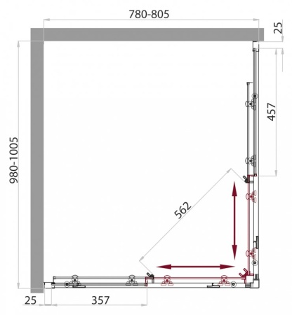 Душевой уголок BELBAGNO SELA-AH-2 SELA-AH-2-100/80-P-Cr
