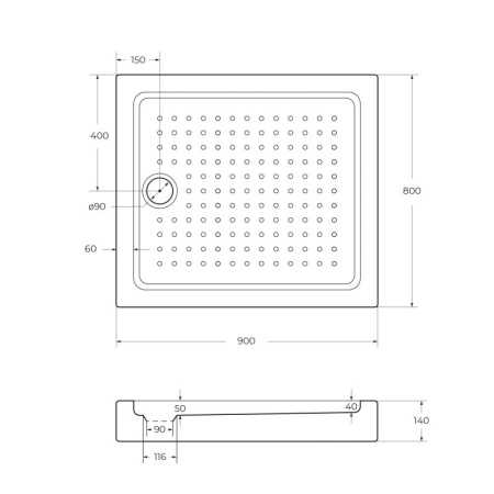 АКРИЛОВЫЙ ПОДДОН CEZARES TRAY-A-AH-15-W TRAY-A-AH-110/100-15-W