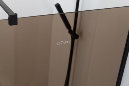 Душевая перегородка с односторонним входом, стекло прозрачное, профиль чёрный, 700x1950 мм CEZARES L