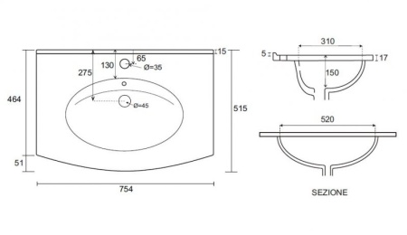 Стеклянная раковина, 75x52x1,5 Cezares 82415