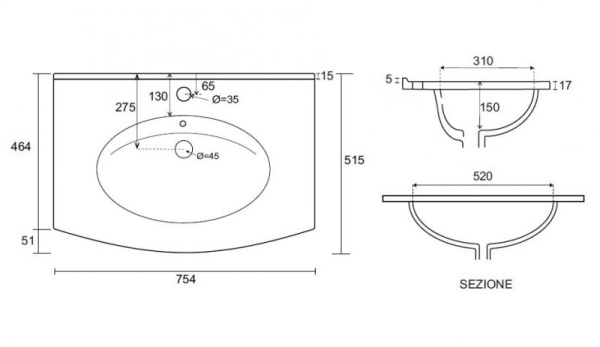 База под раковину подвесная с двумя выдвижными ящиками 74x51x55 Cezares 54358