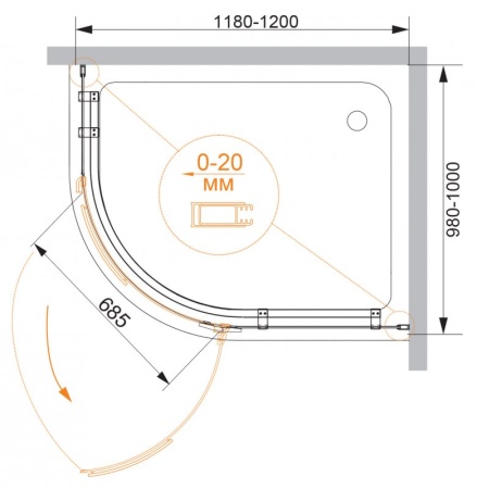 Душевой уголок CEZARES BERGAMO-W-RH-1-120/100-ARCO-C-Cr-L-IV Душевой уголок CEZARES BERGAMO-W-RH-1-120/100-ARCO-C-Cr-L-IV