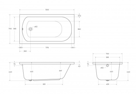 Передняя панель для акриловой ванны CEZARES ECO-130-SCR-W37 Передняя панель для акриловой ванны CEZARES ECO-130-SCR-W37