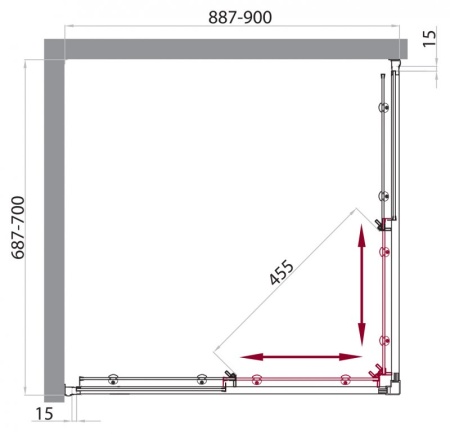 Душевой уголок BELBAGNO UNO-AH-2 UNO-AH-2-90/70-P-Cr