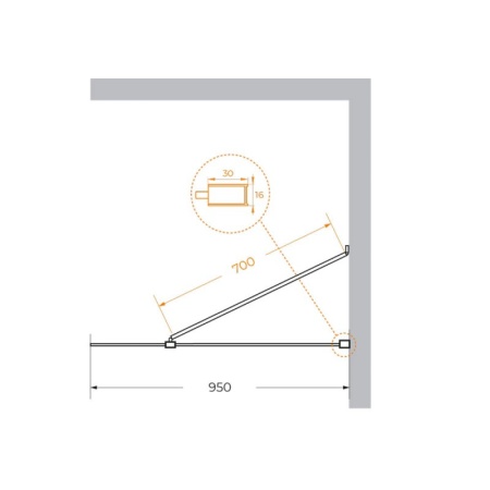 Душевая перегородка универсальная с односторонним входом Cezares LIBERTA-L-1-TB-110-C-Cr