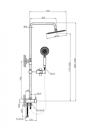 Душевая стойка BelBagno ANCONA ANCONA-DOC2FD-CRM