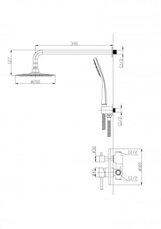 Встраиваемый душевой комплект BelBagno ETNA-SET-DDS-IN