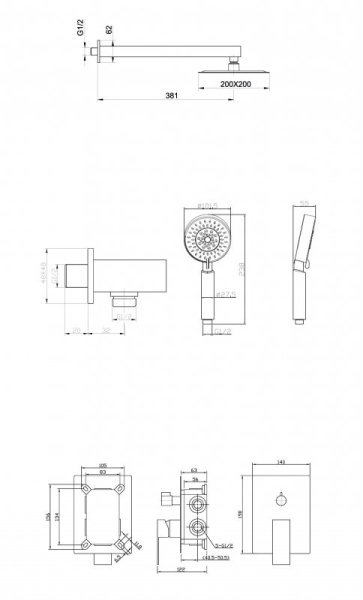 Встраиваемый душевой комплект BelBagno ANCONA-DSET-CRM Встраиваемый душевой комплект BelBagno ANCONA-DSET-CRM