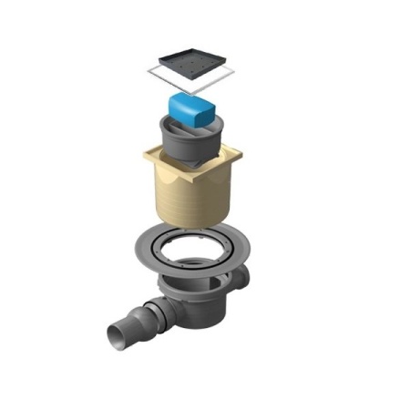 Точечный трап 100х100 мм Confluo Standard Dry 1,с сухим затвором, металл с перфорацией Tide (Волна),