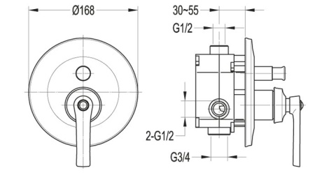 Встраиваемый смеситель для душа CEZARES LIBERTY-F-VDIM-01 Встраиваемый смеситель для душа CEZARES LIBERTY-F-VDIM-01