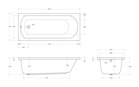 Передняя панель для акриловой ванны CEZARES ECO-130-SCR-W37 Передняя панель для акриловой ванны CEZARES ECO-130-SCR-W37