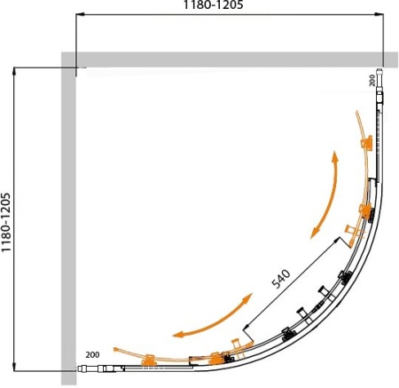 Душевой уголок CEZARES MOLVENO-R-22-80+30-C-Cr-IV