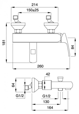 Смеситель для ванны и душа однорычажный Cezares LEGEND-VM-03/24