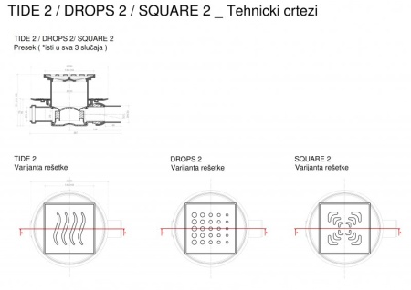 Точечный трап 150х150 мм Confluo Standard Drops 4,металл с перфорацией Drops (Капли), без рамки Ceza
