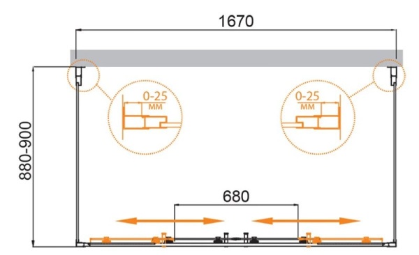 Душевой уголок П-ОБРАЗНЫЙ CEZARES MOLVENO-AH-22-160/90-C-Cr-IV