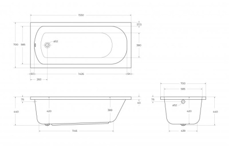 Передняя панель для акриловой ванны CEZARES ECO-130-SCR-W37 Передняя панель для акриловой ванны CEZARES ECO-130-SCR-W37