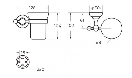 Стакан подвесной Cezares APHRODITE-TUMS-02-M