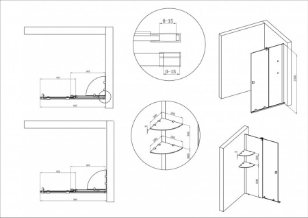 Шторка на ванну с полками CEZARES STREAM-VFS-11-90/150-C-Cr