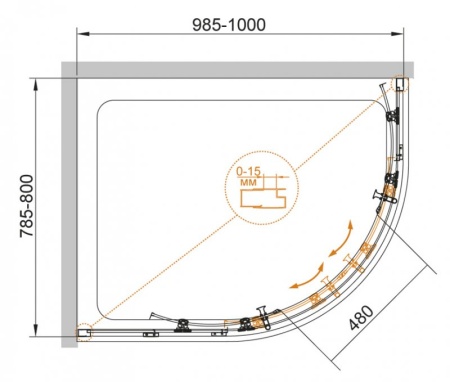 Душевой уголок CEZARES ECO-O-RH-2-120/90-P-Cr