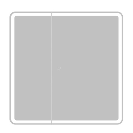 Зеркальный шкаф с одной распашной дверцей, с двумя стеклянными полками, со встроенной подсветкой и и