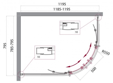 Душевой уголок BelBagno UNO-195-RH-2-120/90-C-Cr