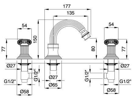 Смеситель для биде CEZARES OLIMP-BBS2 OLIMP-BBS2-03/24-Sw