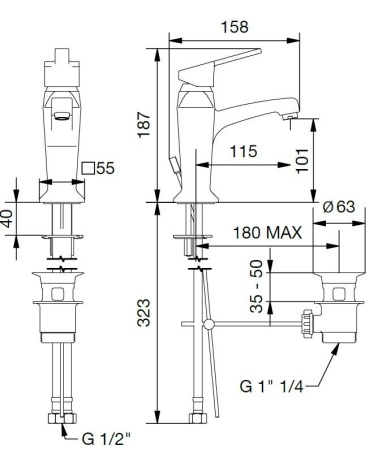 Смеситель для раковины однорычажный с донным клапаном Cezares LEGEND-LSM2-02