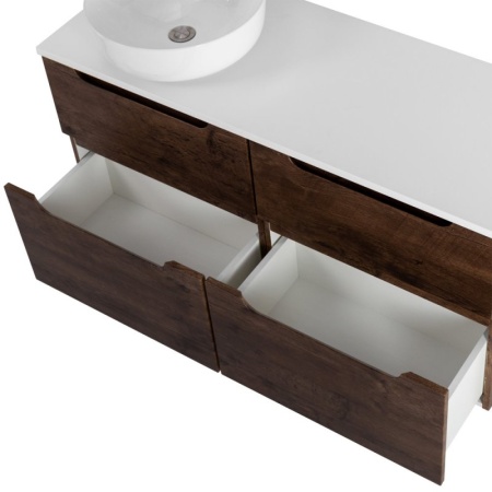 Столешница из МДФ с двумя отверстиями под раковину и с двумя отверстиями под смеситель, 1204x462x19 