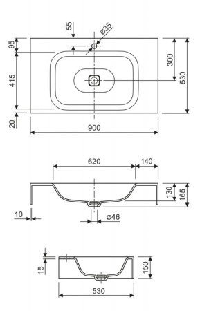 Консольная раковина из литьевого мрамора Cezares TITAN-1200-LVB-SOSPESO