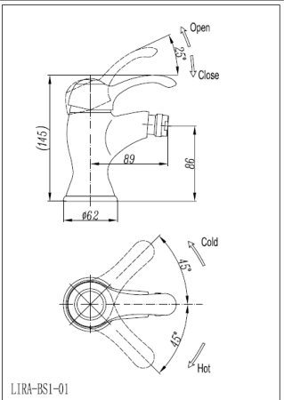 Смеситель для биде Cezares LIRA-C-BS1-01