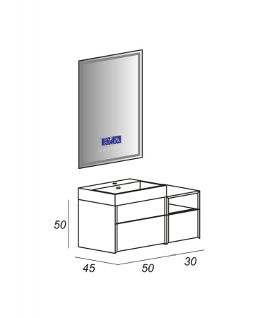 Полка подвесная, 30x20x75 Cezares 55050