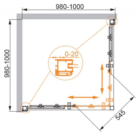 Душевой уголок CEZARES ANIMA-W-A-2-100-C-Cr