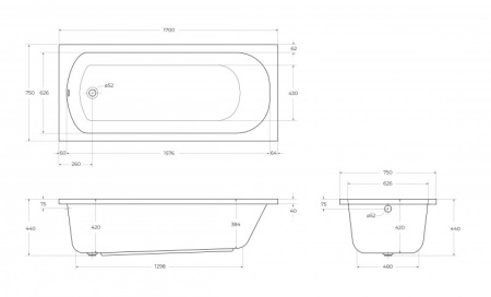 Передняя панель для акриловой ванны CEZARES ECO-130-SCR-W37 Передняя панель для акриловой ванны CEZARES ECO-130-SCR-W37