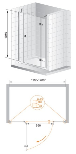 Душевая дверь CEZARES VERONA-W-B-13-40+60/60-P-Cr-R