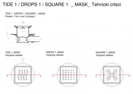 Точечный трап 150х150 мм Confluo Standard Square 1Mask , металл с перфорацией Square, с рамкой PESTA