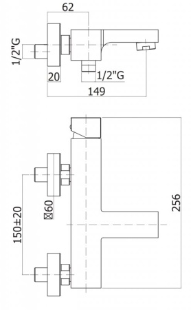 Смеситель для ванны и душа однорычажный Cezares EFFECT-VM-01