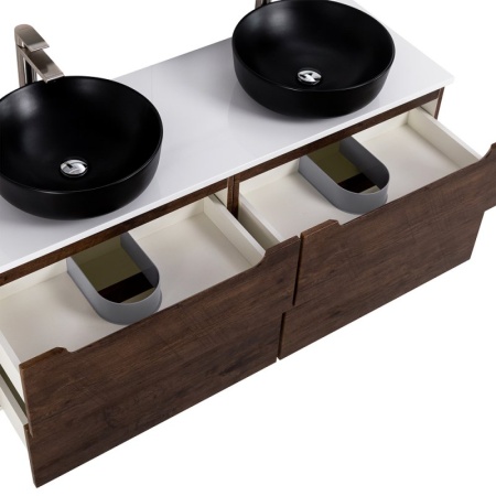 Столешница из МДФ с двумя отверстиями под раковину и с двумя отверстиями под смеситель, 1404x462x19 