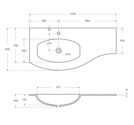 Шкафчик подвесной с одной распашной створкой, правый, 34x40x55 Cezares 54848