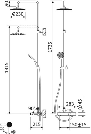 Душевая стойка CEZARES LEAF-CVDA-23-L-NOP