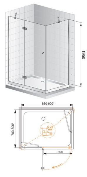 Душевой уголок CEZARES VERONA-W-AH-1-100/90-P-Cr-L