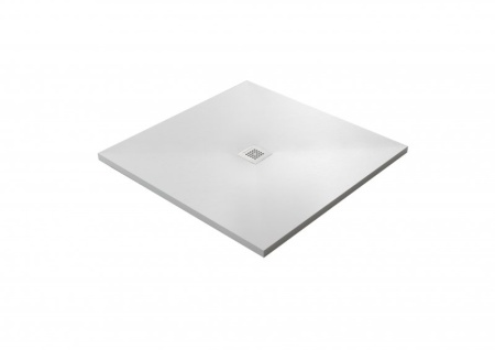 BASE Поддон из искусственного мрамора (акрон) с сифоном и решеткой из нерж. стали в комплекте, Cezar