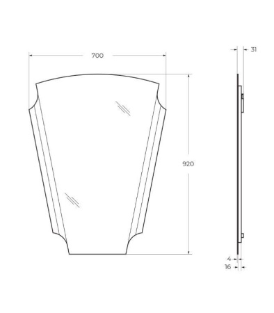 Зеркало со встроенной LED подсветкой, антизапотеванием 700х250х920 Cezares 45020